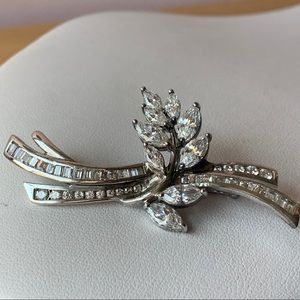 HSN ABSOLUTE CLEAR WHITE CZ BROOCH STERLING SILVER